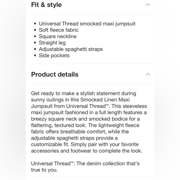 ✨NWT✨ UNIVERSAL THREAD Smocked Linen Black Maxi Jumpsuit - Picture 4 of 4